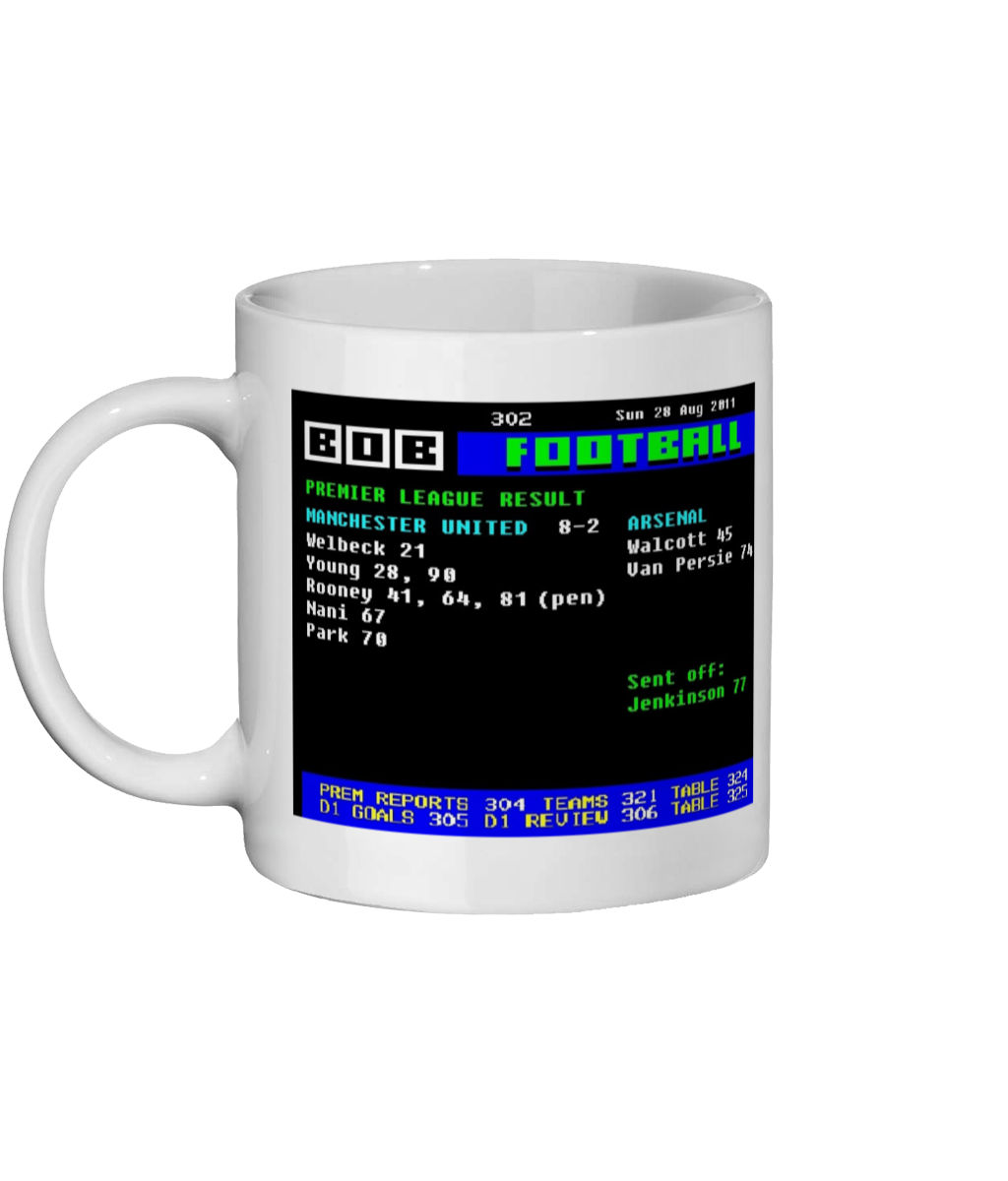 Manchester United 8-2 Arsenal 2011 Teletext Style Mug