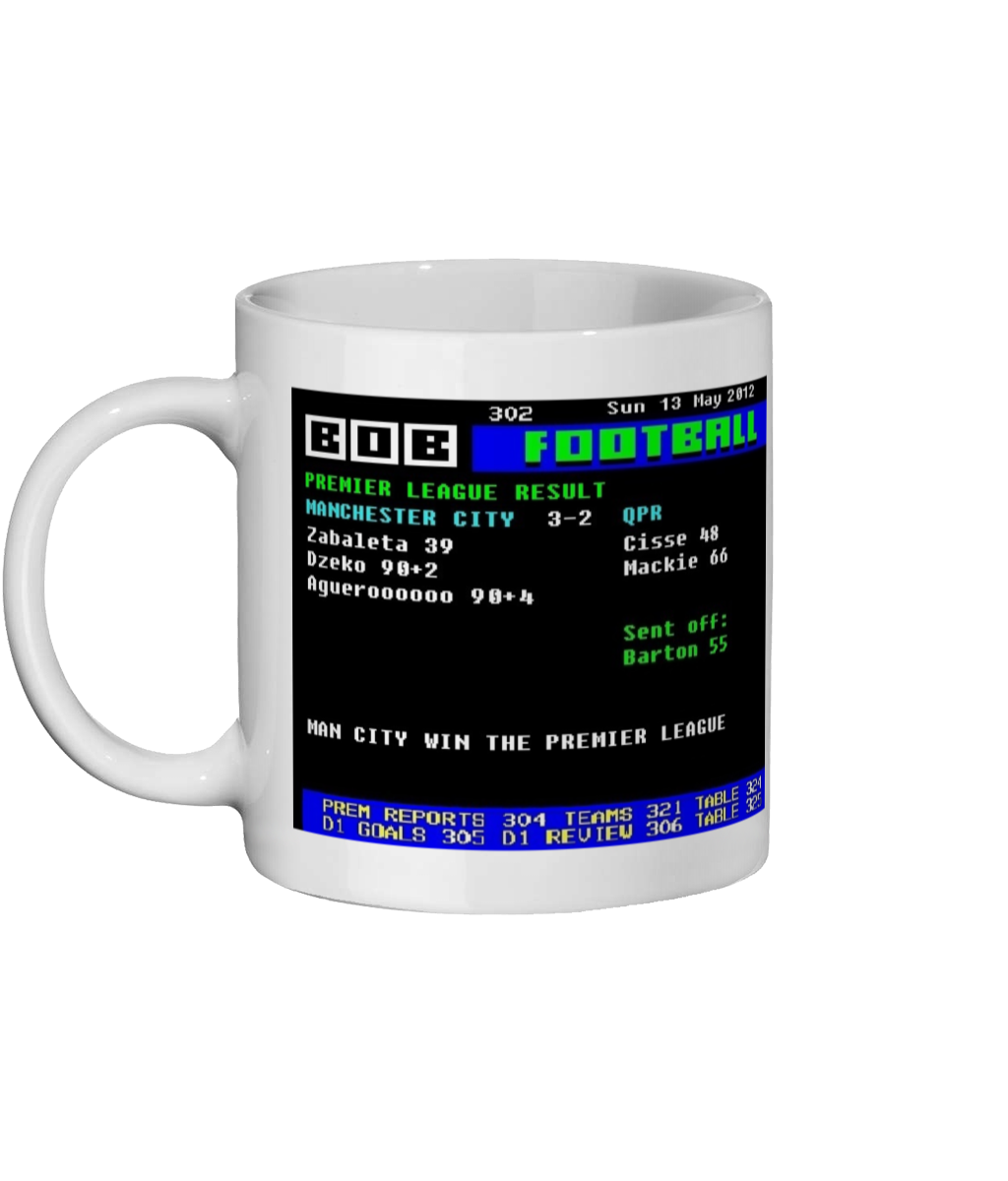 Man City 3 v 2 QPR 2012 Ceefax Style Mug 