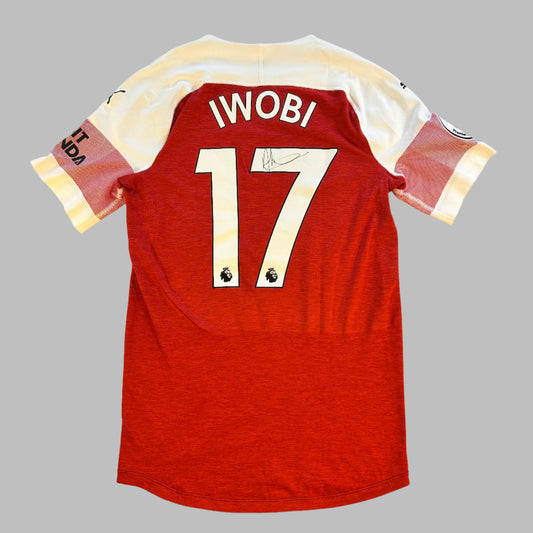 Arsenal 2018/2019 Match Issued/ Worn Poppy Home Shirt - Iwobi 17 signed on the back