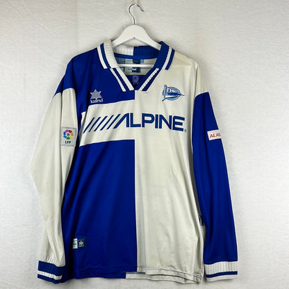 Alaves 2001-2002 Player Issue L/S Home Shirt - Front with Alpine sponsor