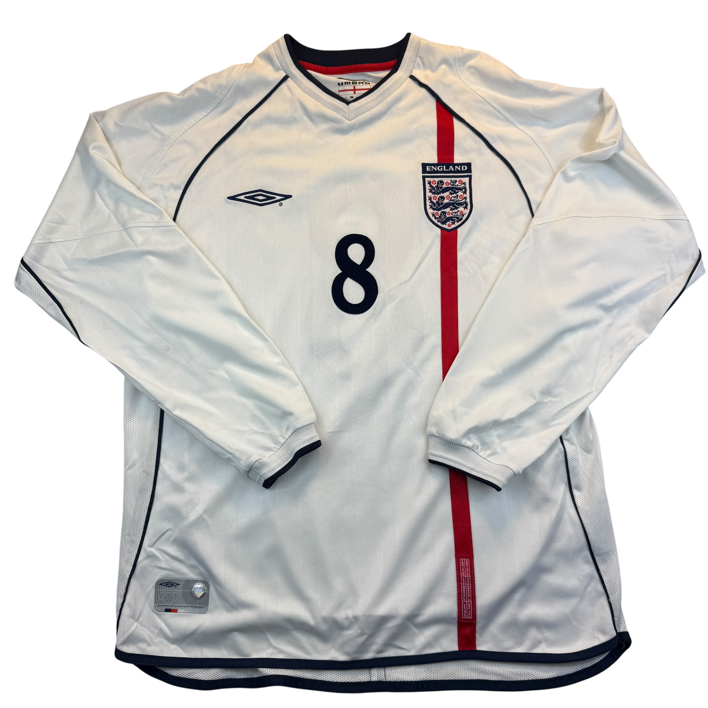England Player Issue 2001 Long Sleeve Home Shirt- No 8 Print