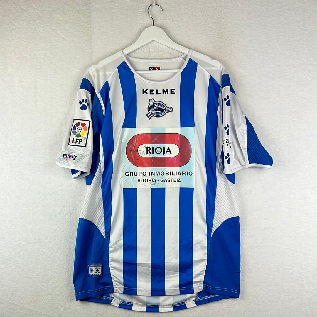 Alaves 2006-2007 Match Worn Home Shirt front Rioja sponsor