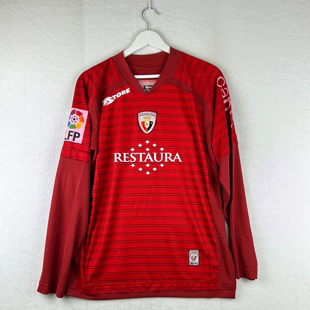 Osasuna 2006-2007 Player Issue L/S Home Shirt - Large - David Lopez 16