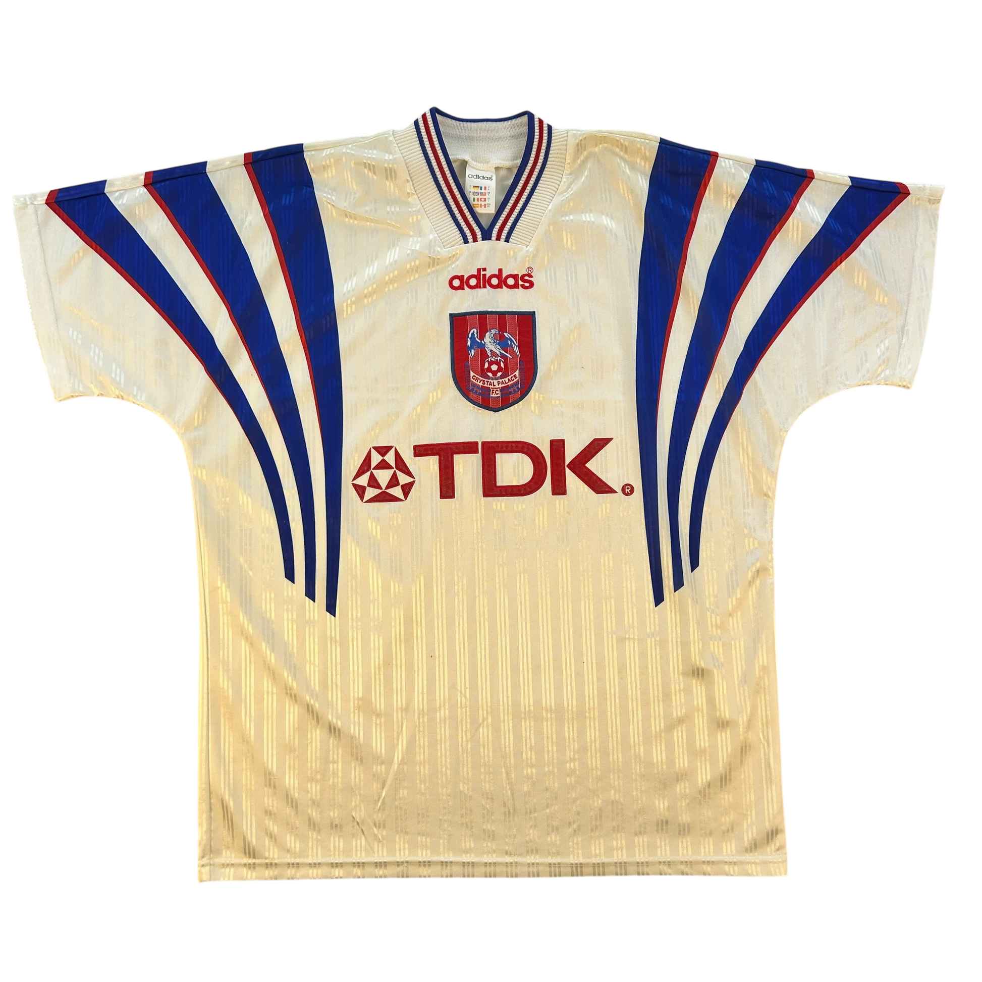 Crystal Palace 1996/1997 Away Shirt frotn Adidas template with TDK sponsor