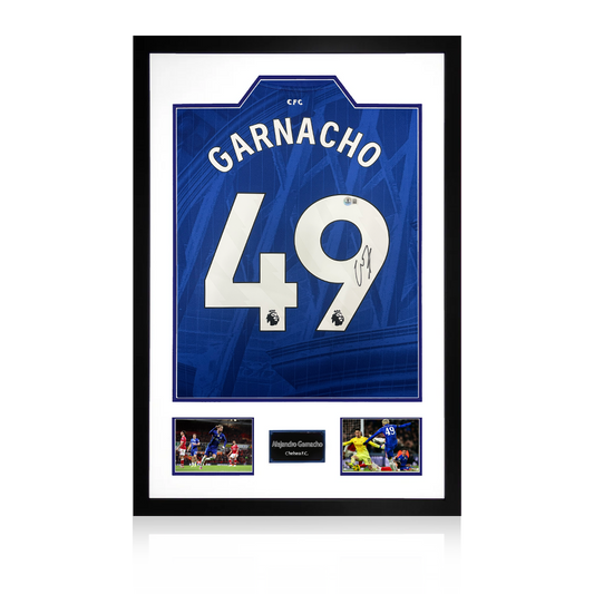 Alejandro Garnacho Signed Chelsea Shirt Premium Frame (Beckett)