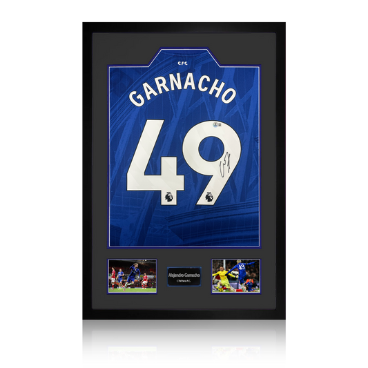 Alejandro Garnacho Signed Chelsea Shirt Premium Frame (Beckett)