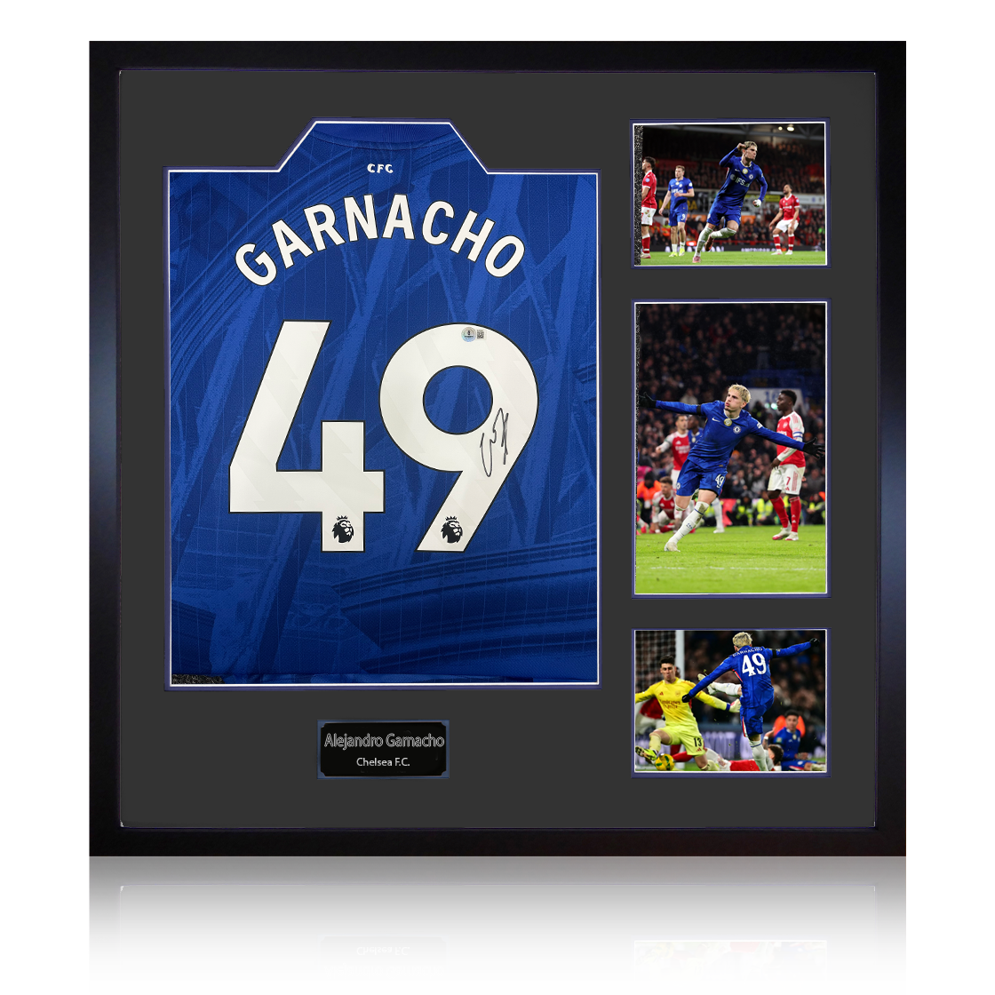 Alejandro Garnacho Signed Chelsea Shirt Elite Frame (Beckett)