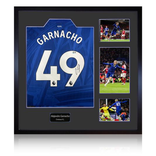 Alejandro Garnacho Signed Chelsea Shirt Elite Frame (Beckett)