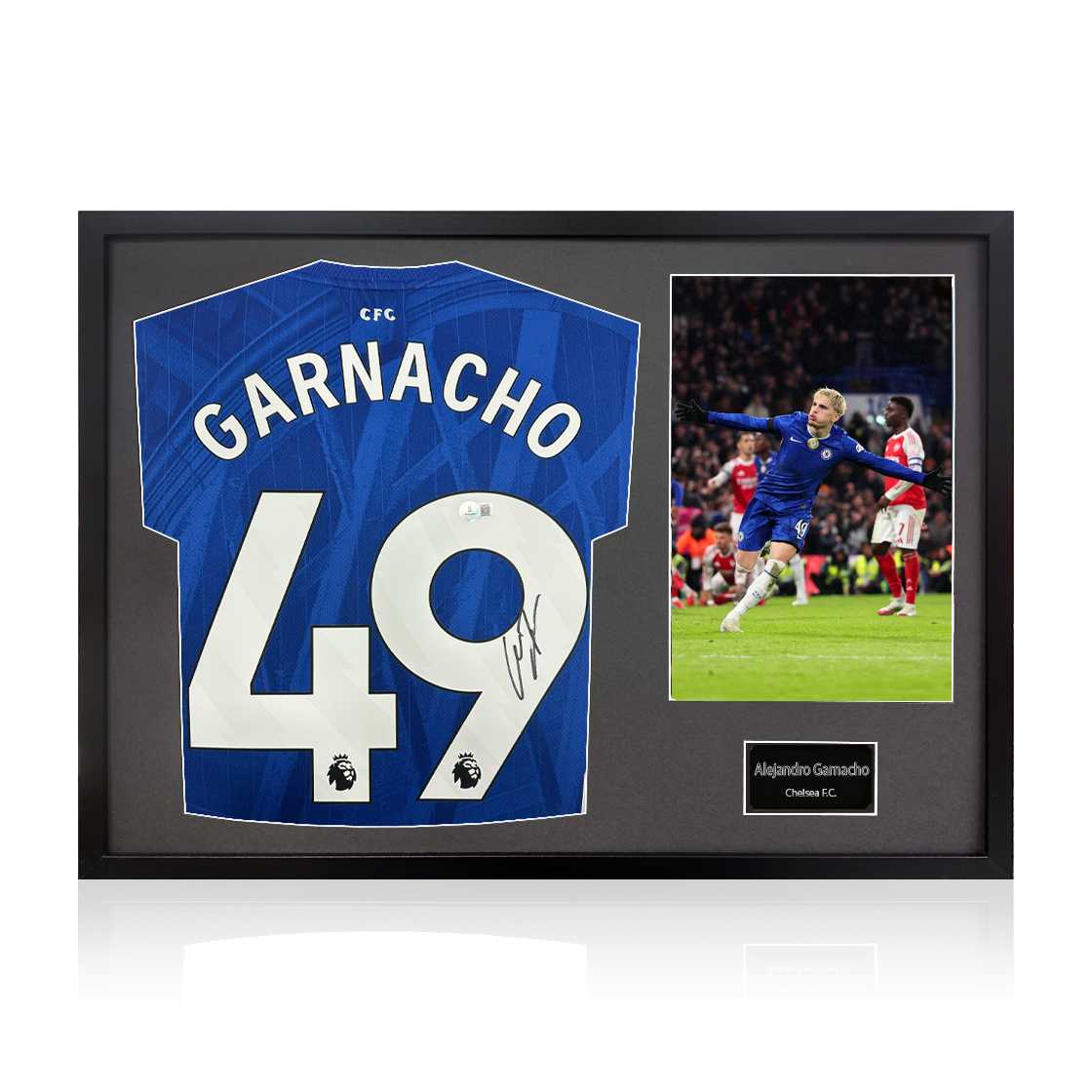 Alejandro Garnacho Signed Chelsea Shirt Classic Frame (Beckett)