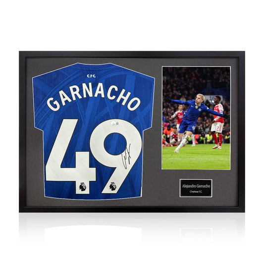 Alejandro Garnacho Signed Chelsea Shirt Classic Frame (Beckett)