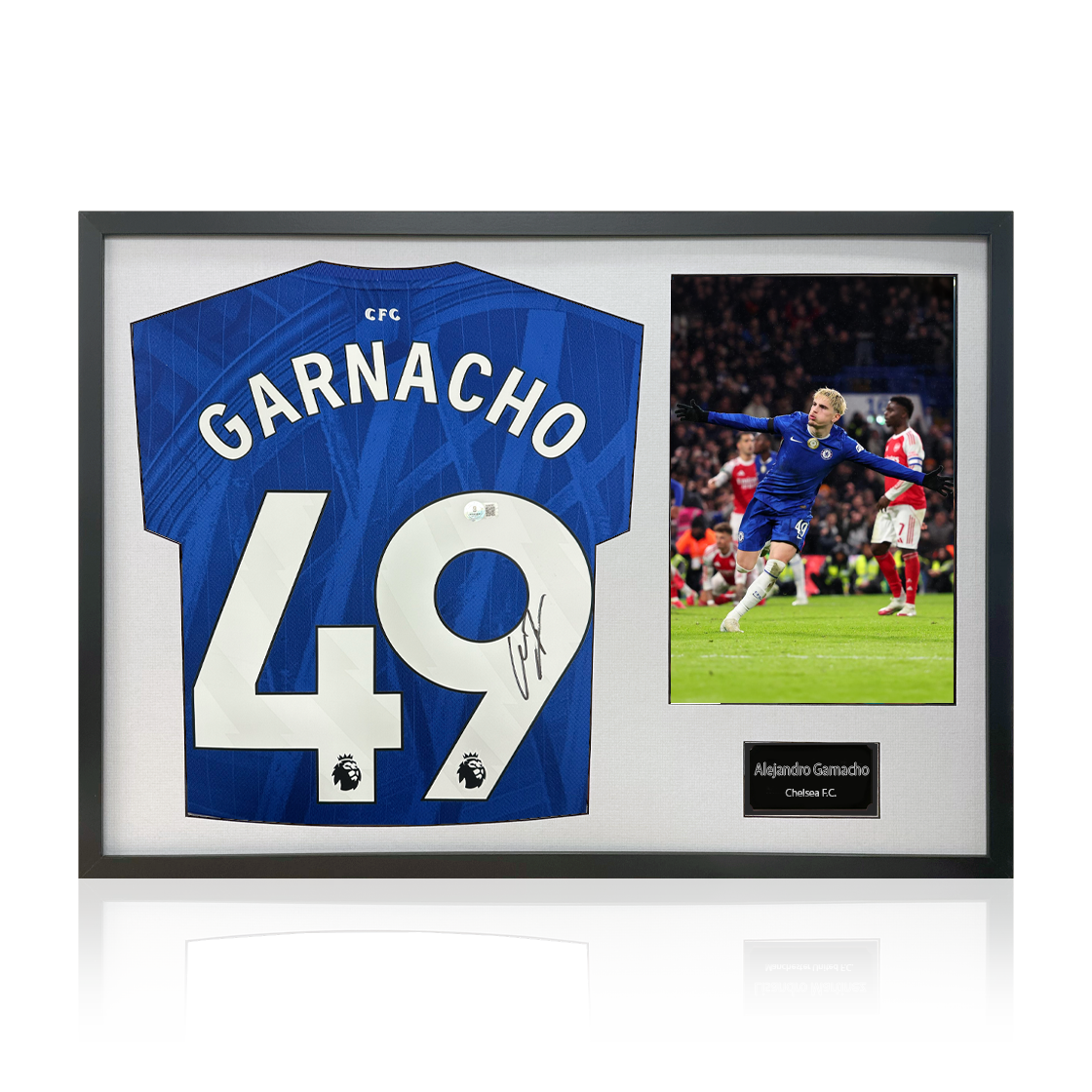 Alejandro Garnacho Signed Chelsea Shirt Classic Frame (Beckett)