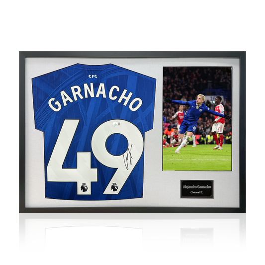 Alejandro Garnacho Signed Chelsea Shirt Classic Frame (Beckett)