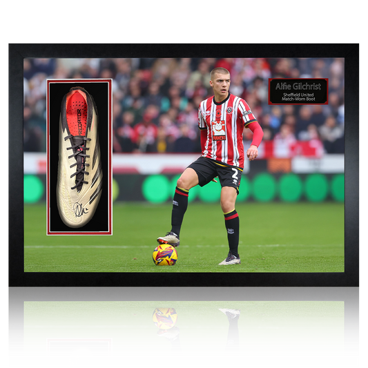 Alfie Gilchrist Signed & Match-Worn Sheffield United Boot Iconic Frame #1