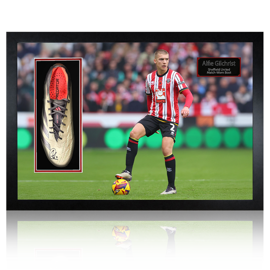 Alfie Gilchrist Signed & Match-Worn Sheffield United Boot Iconic Frame #2