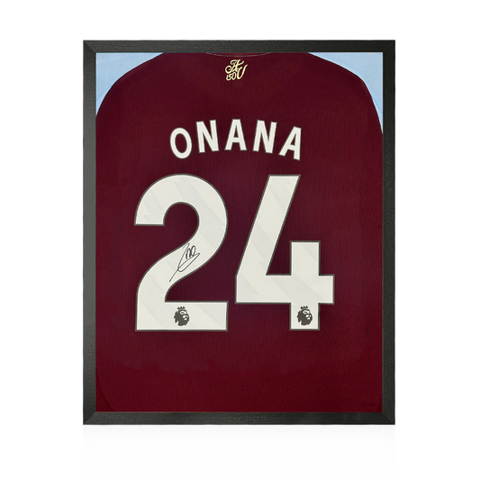 Amadou Onana Signed Aston Villa Shirt Compact Frame