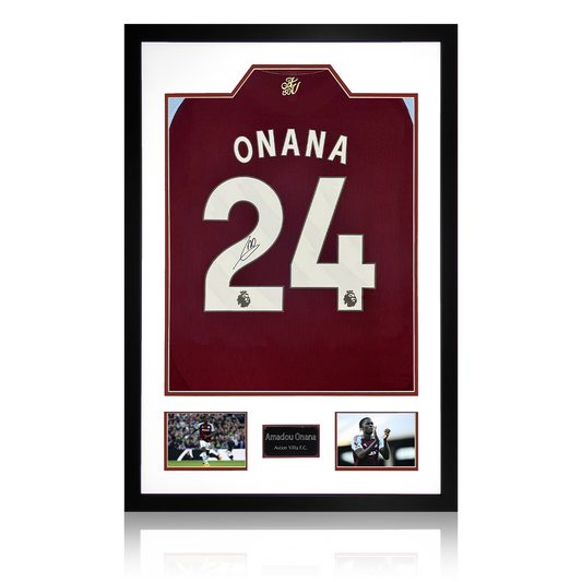 Amadou Onana Signed Aston Villa Shirt Premium Frame