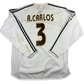White Real Madrid jersey with 'R.Carlos' and number '3' on a white background