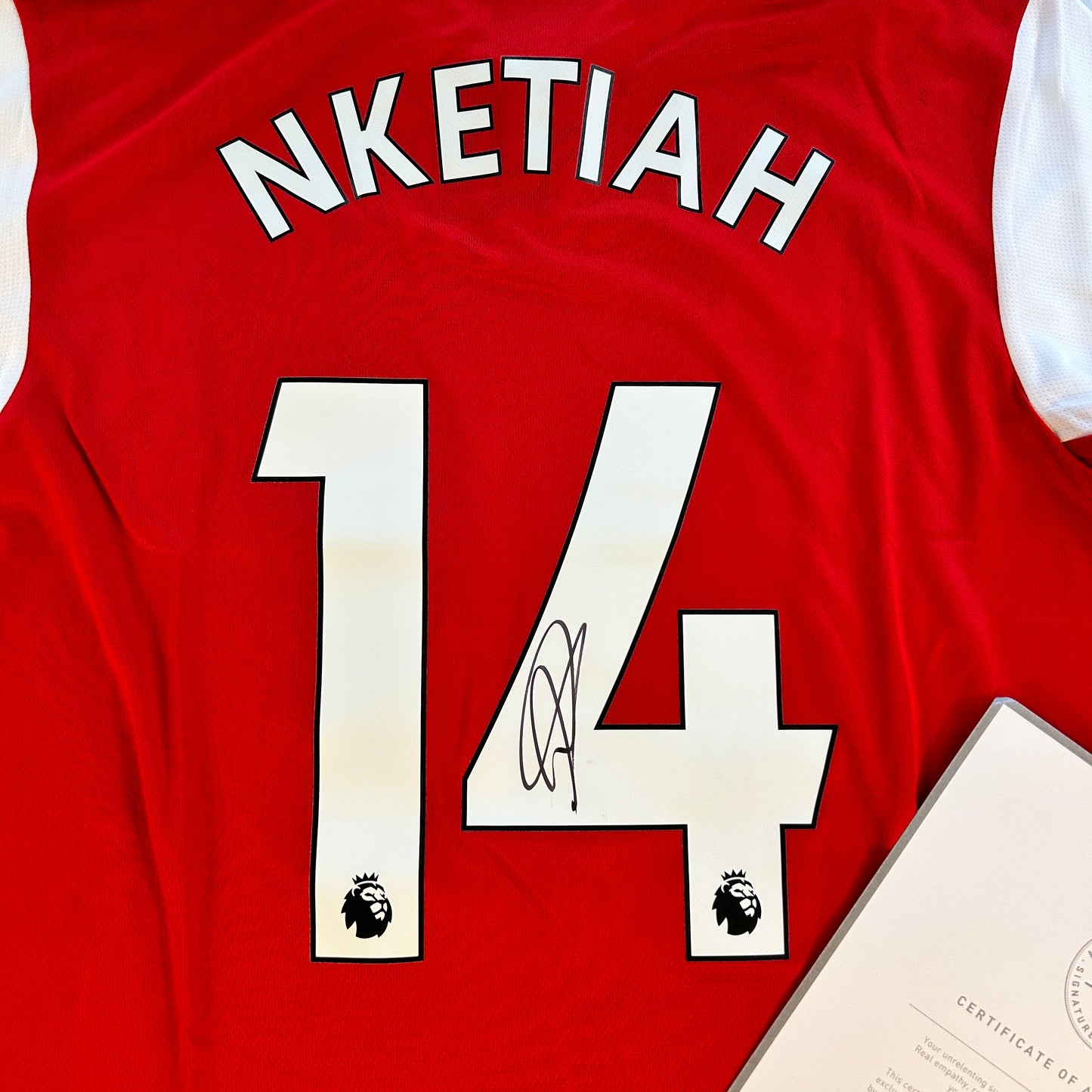 Arsenal 2022/2023 Signed Home Shirt - Nketiah 14 - Arsenal COA