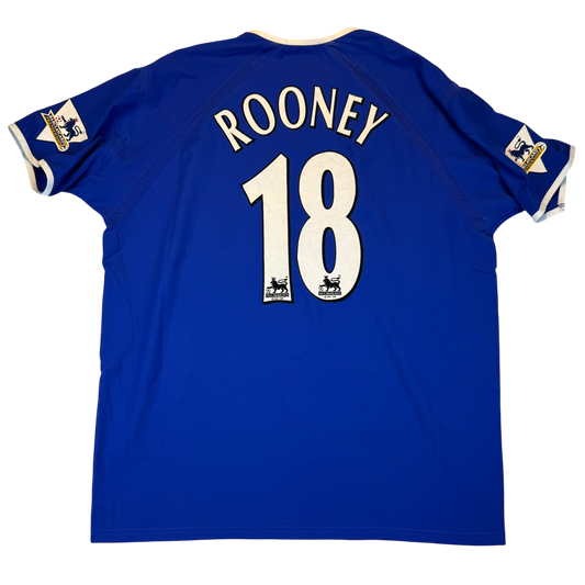 Everton 2003-2004 Player Issue Home Shirt - Back with Rooney 18 Premier League player sized print
