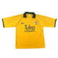 Crystal Palace 1991-1992-1993 Away Shirt Front. A yellow shirt with Tulip Computers sponsor and a dark green collar. 