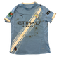 Manchester City 2025-2026 Match Worn Home front of the shirt with white sash on a sky blue shirt