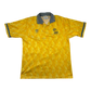 Yellow Sheffield Wednesday 1990/91 Away Shirt with a pattern on a white background