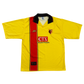 Yellow sports jersey with red stripe and 'CTX' logo.. The Watford 1997/1998 Home Shirt