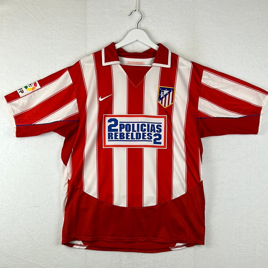 tletico Madrid 2003/2004 Player Issue Home Shirt - 2 Policias Rebeldes 2 Sponsor