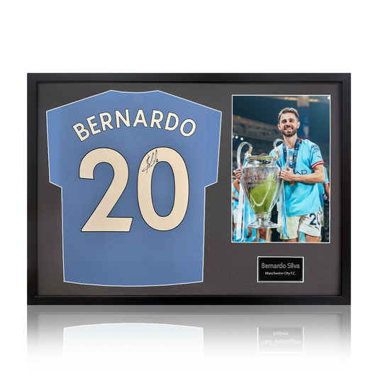 Bernardo Silva Signed Manchester City 23/24 Premier League Champions Shirt Classic Frame