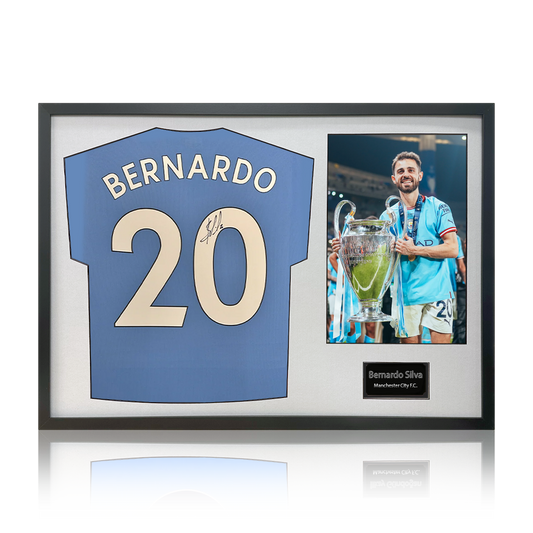 Bernardo Silva Signed Manchester City 23/24 Premier League Champions Shirt Classic Frame