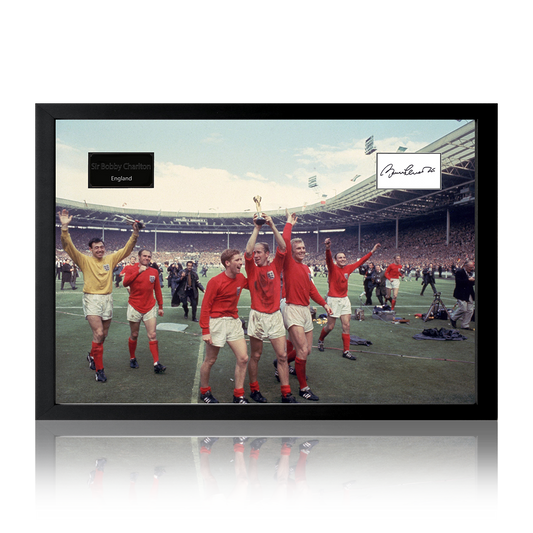 Sir Bobby Charlton Signed England Cut Iconic Frame