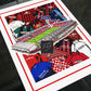 Bournemouth Kit Collage Retro Shirts & Stadium Football Print