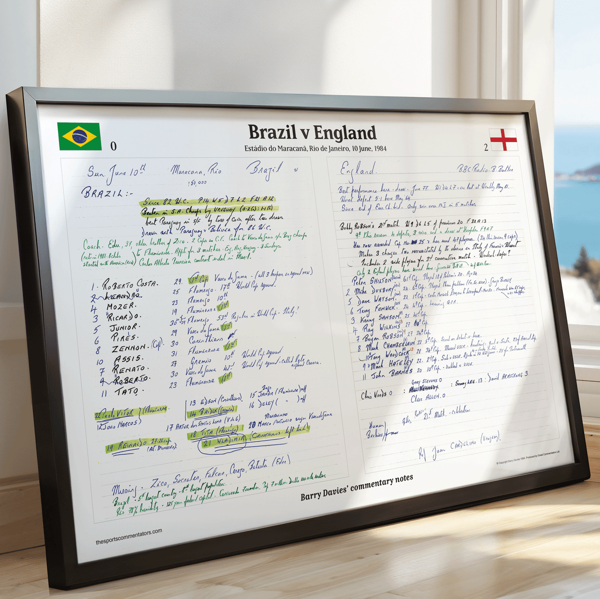 FOOTBALL Brazil v England, Estádio Maracanã, Rio de Janeiro, 10 June, 1984 . Barry Davies