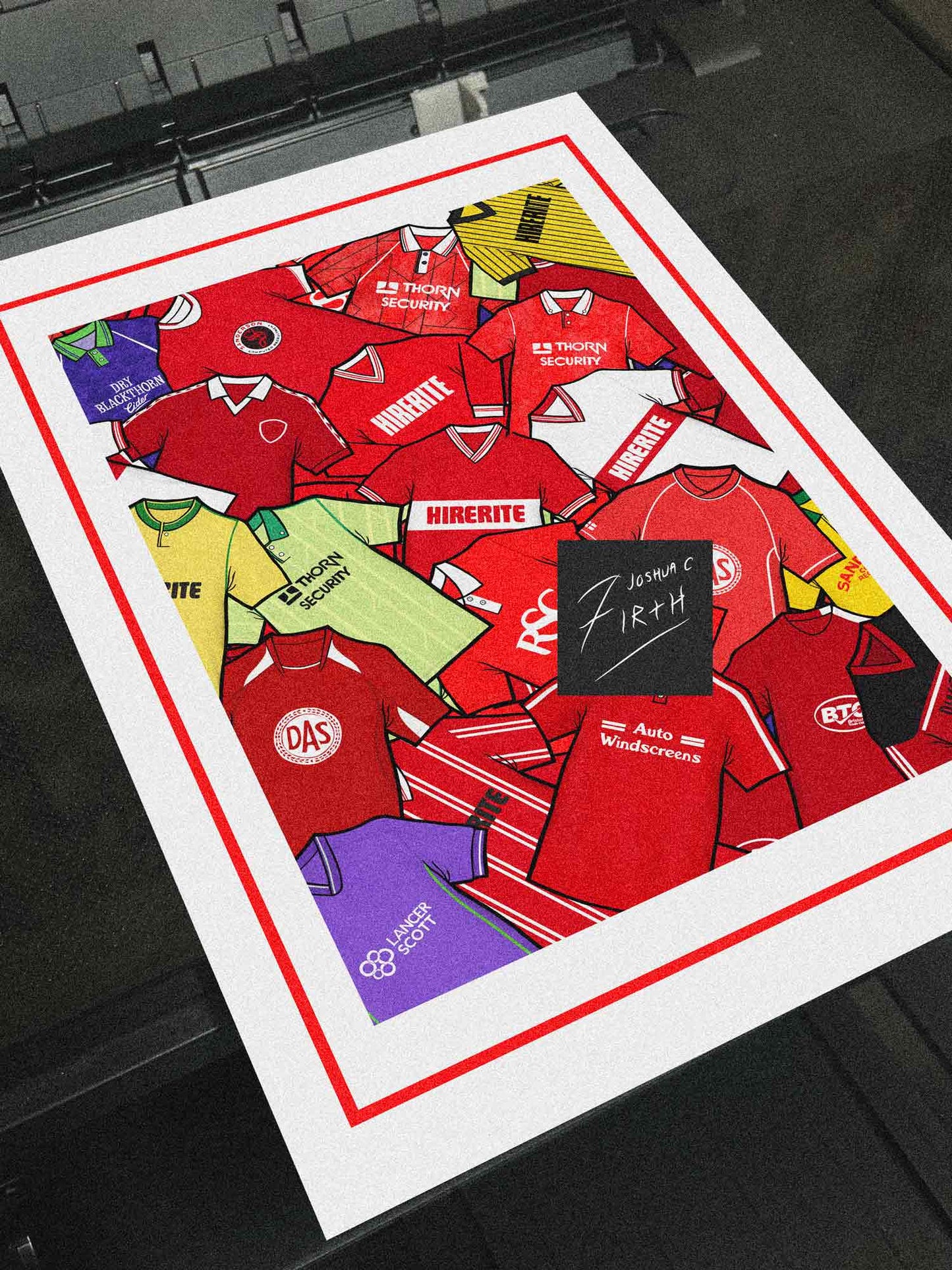 Bristol City Kit Collage Retro Shirts Football Print