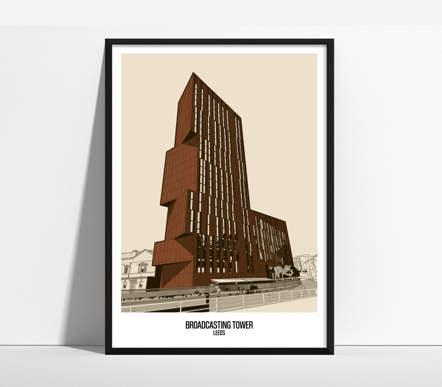 Broadcasting Tower Art Print, Leeds Beckett