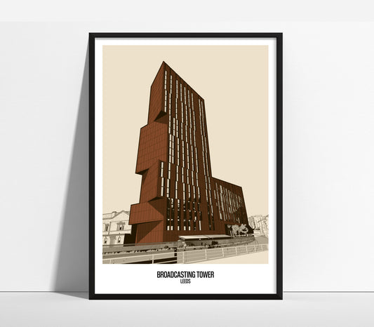 Broadcasting Tower Art Print, Leeds Beckett