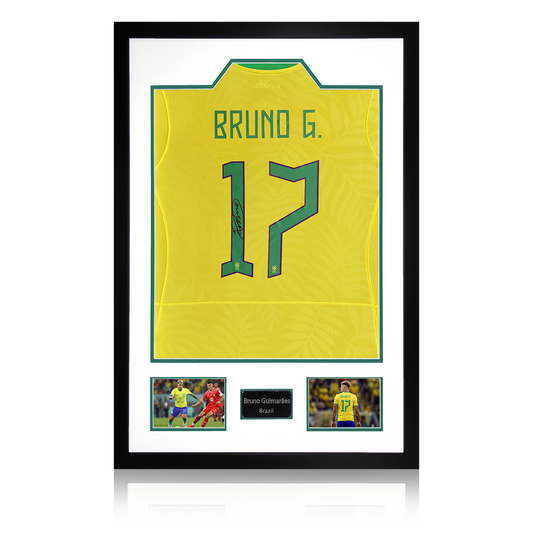 Bruno Guimarães Signed Brazil Shirt Premium Frame