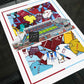 Burnley Kit Collage Retro Shirts & Stadium Football Print