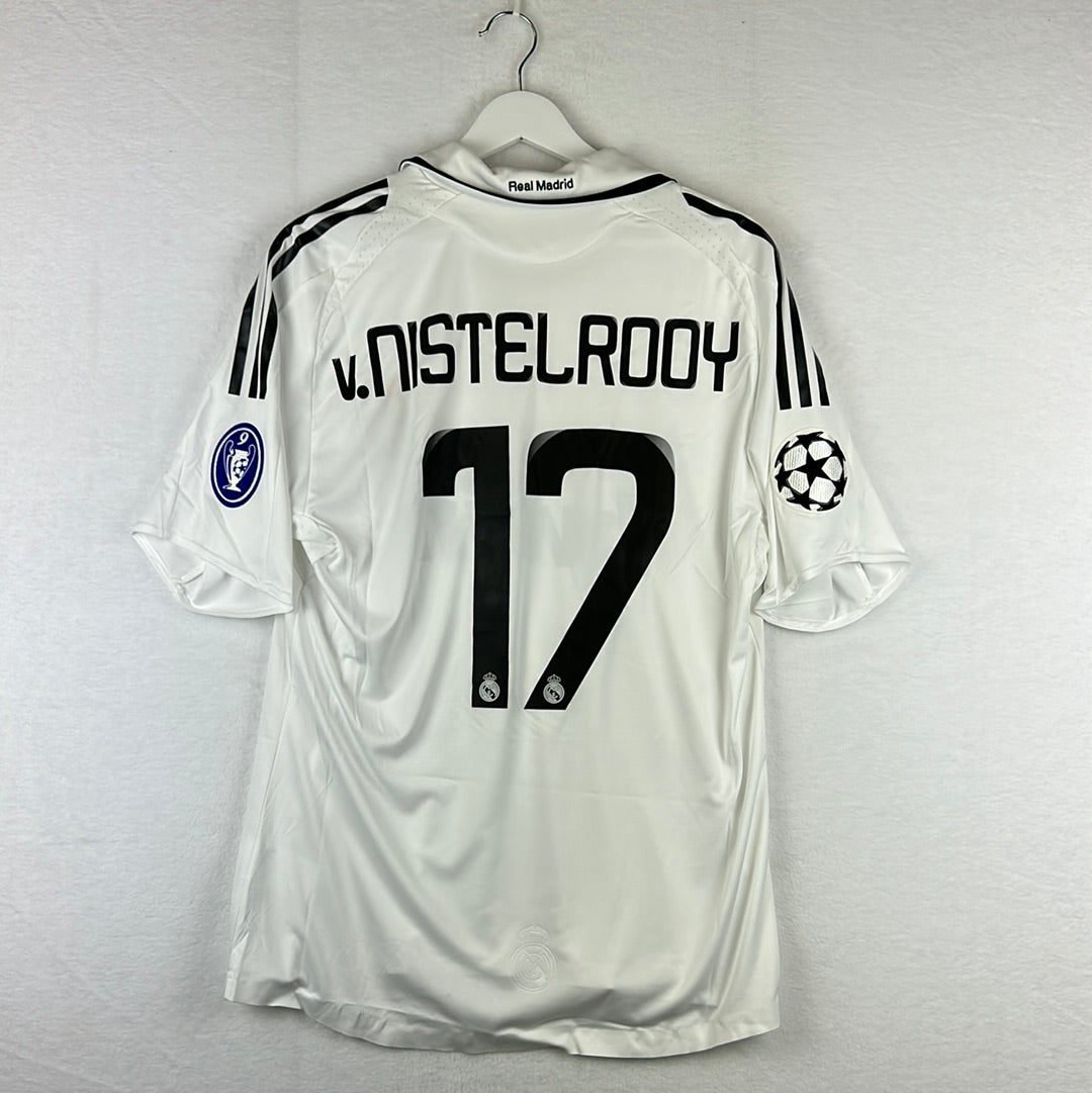 Real Madrid 2008/2009 Player Issue Home Shirt - V Nistelrooy 17 - Champions League