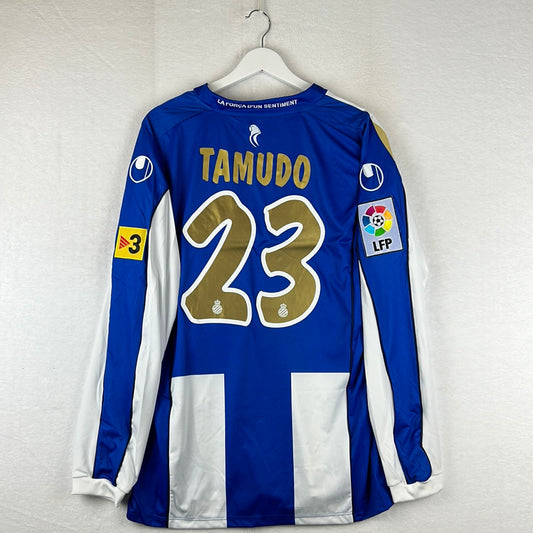 Espanyol 2007-2008 Player Issue L/S Home Shirt - Extra Large - Tamudo 23