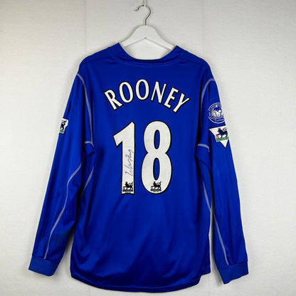 Everton 2003-2004 Player Issue Home Shirt - Long Sleeve - Rooney 18 Signed