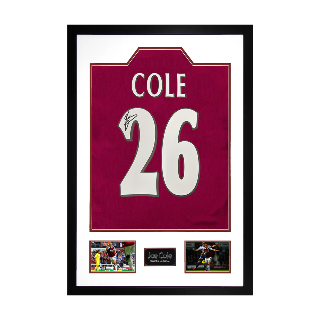 Joe Cole Signed West Ham Shirt Premium Frame