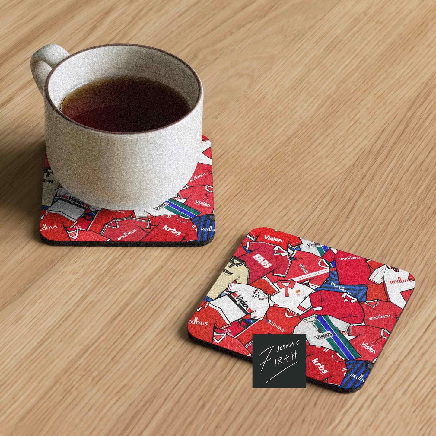 Charlton Collage Of Retro Shirts Football Coaster