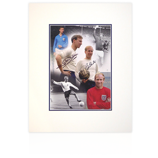 Bobby and Jack Charlton (England) Signed Mount