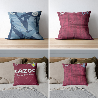 A choice of Aston Villa FC Upcycled Cushion Covers including home and away shirts