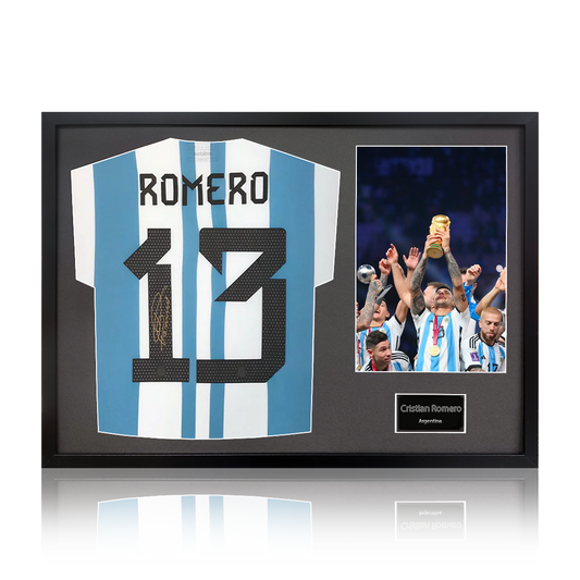 Cristian Romero Signed Argentina Shirt Classic Frame
