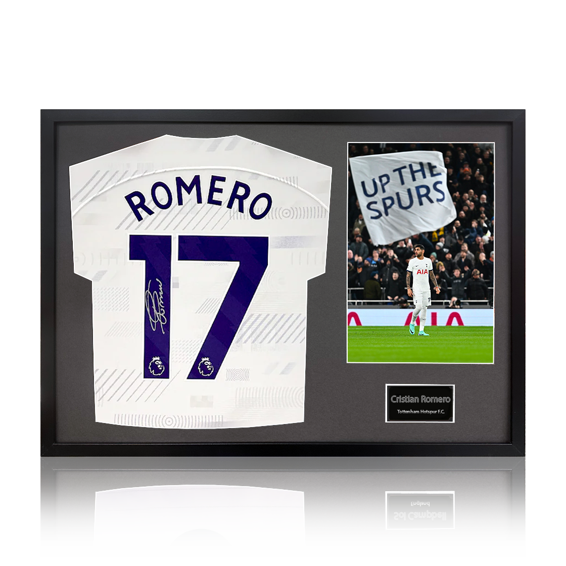 Cristian Romero Signed Tottenham Hotspur Shirt Classic Frame.