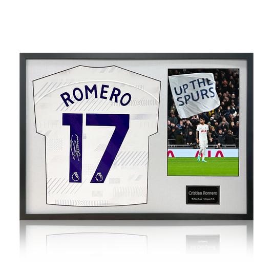 Cristian Romero Signed Tottenham Hotspur Shirt Classic Frame