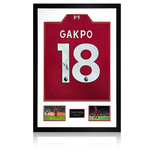 Cody Gakpo Signed Liverpool Shirt Premium Frame (ACG Cert)