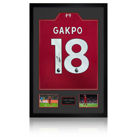 Cody Gakpo Signed Liverpool Shirt Premium Frame (ACG Cert)